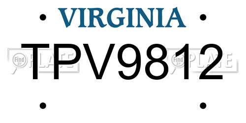TPV9812 Virginia License Plate