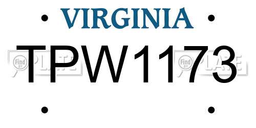 TPW1173 Virginia License Plate