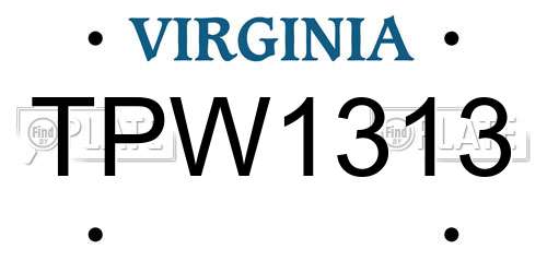 TPW1313 Virginia License Plate