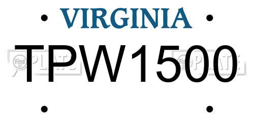 TPW1500 Virginia License Plate