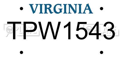 TPW1543 Virginia License Plate