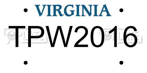 TPW2016 Virginia License Plate