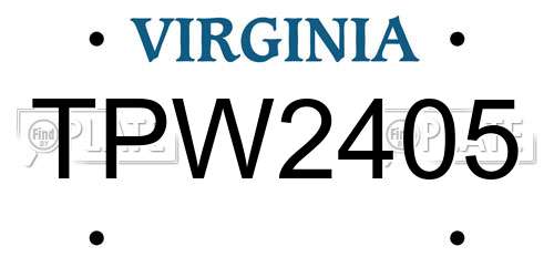 TPW2405 Virginia License Plate