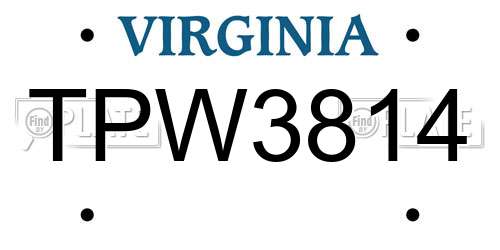 TPW3814 Virginia License Plate