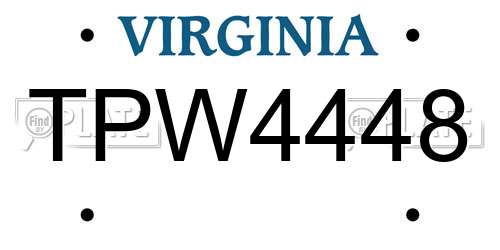 TPW4448 Virginia License Plate