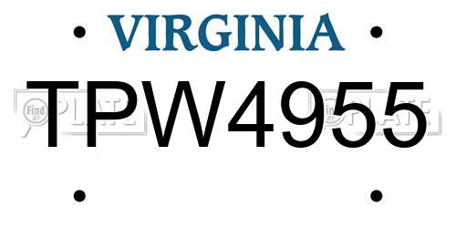 TPW4955 Virginia License Plate