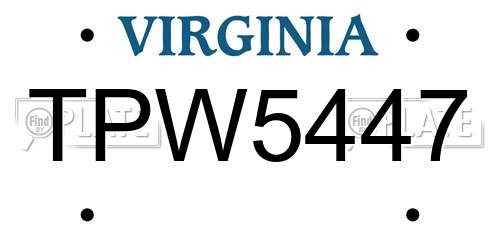 TPW5447 Virginia License Plate