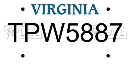 TPW5887 Virginia License Plate