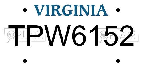 TPW6152 Virginia License Plate
