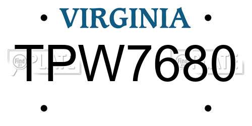 TPW7680 Virginia License Plate