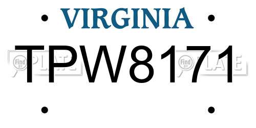 TPW8171 Virginia License Plate
