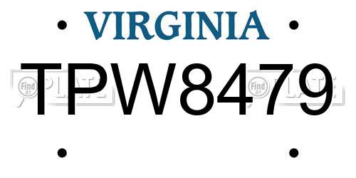 TPW8479 Virginia License Plate
