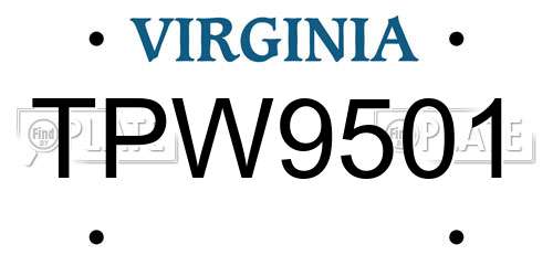 TPW9501 Virginia License Plate
