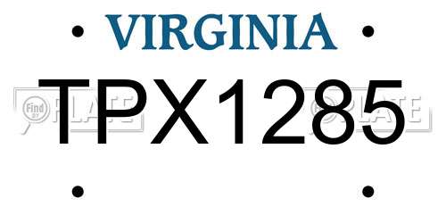 TPX1285 Virginia License Plate