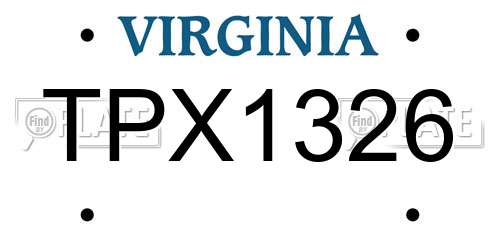 TPX1326 Virginia License Plate