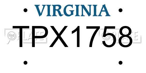TPX1758 Virginia License Plate
