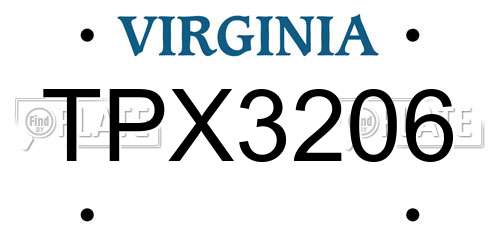 TPX3206 Virginia License Plate