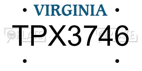 TPX3746 Virginia License Plate
