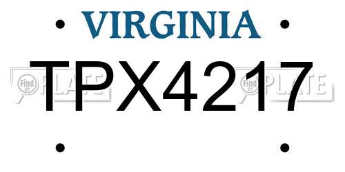 TPX4217 Virginia License Plate