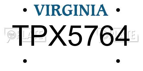 TPX5764 Virginia License Plate