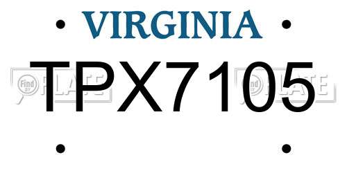 TPX7105 Virginia License Plate