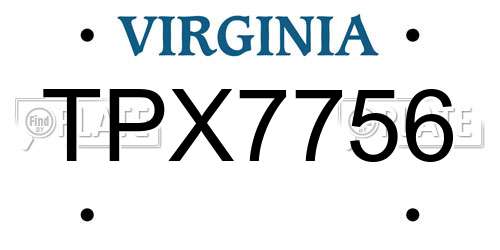 TPX7756 Virginia License Plate