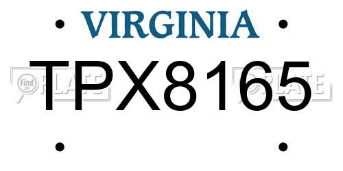 TPX8165 Virginia License Plate