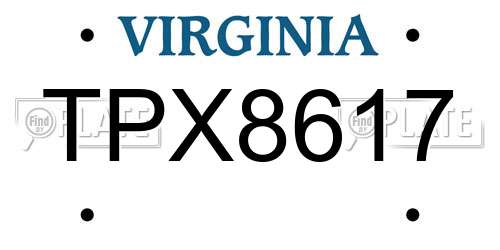 TPX8617 Virginia License Plate