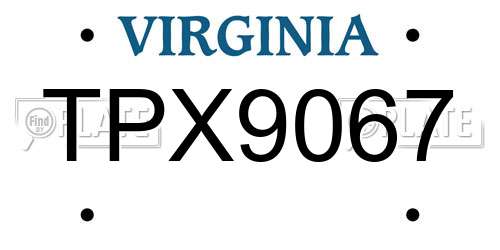 TPX9067 Virginia License Plate