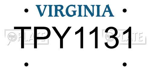 TPY1131 Virginia License Plate