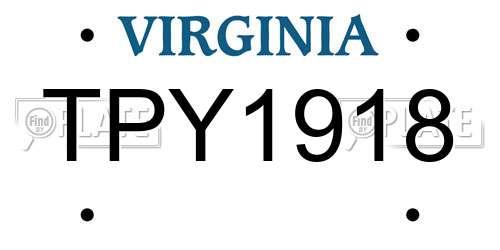 TPY1918 Virginia License Plate