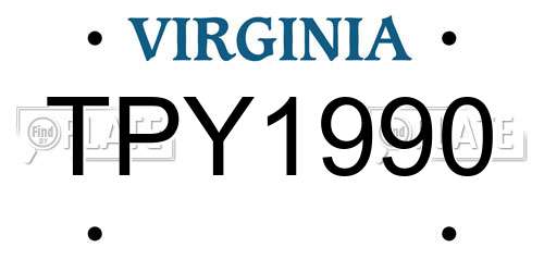 TPY1990 Virginia License Plate