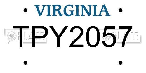 TPY2057 Virginia License Plate