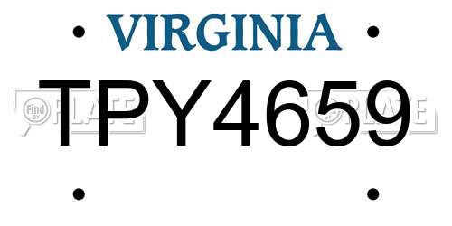 TPY4659 Virginia License Plate