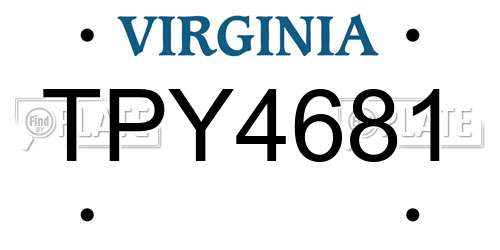 TPY4681 Virginia License Plate