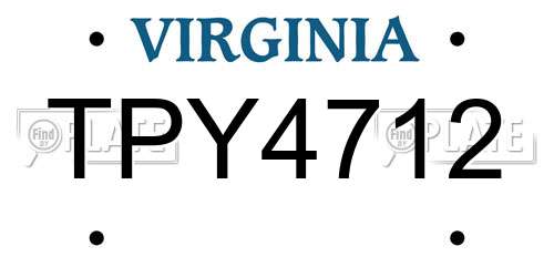 TPY4712 Virginia License Plate