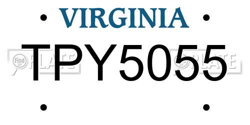 TPY5055 Virginia License Plate