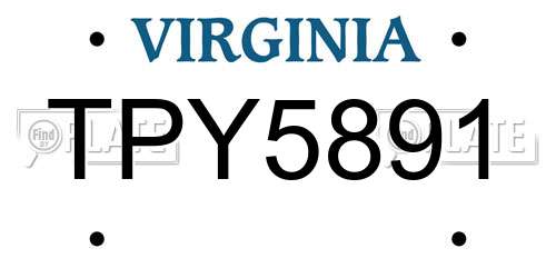 TPY5891 Virginia License Plate