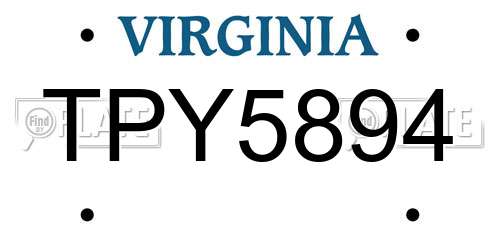TPY5894 Virginia License Plate