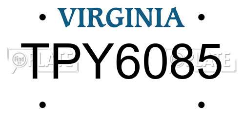 TPY6085 Virginia License Plate