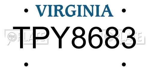 TPY8683 Virginia License Plate