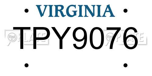TPY9076 Virginia License Plate