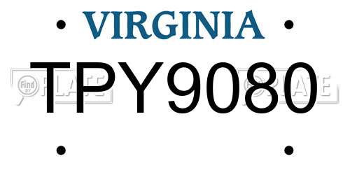 TPY9080 Virginia License Plate