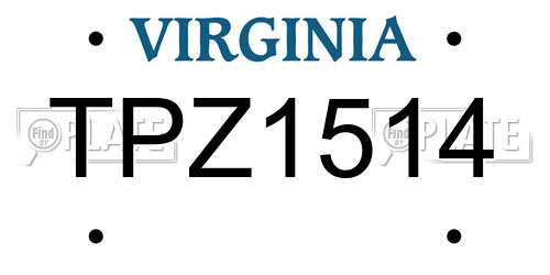 TPZ1514 Virginia License Plate