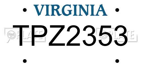TPZ2353 Virginia License Plate