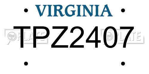 TPZ2407 Virginia License Plate