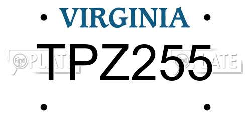 TPZ255 Virginia License Plate