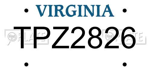 TPZ2826 Virginia License Plate