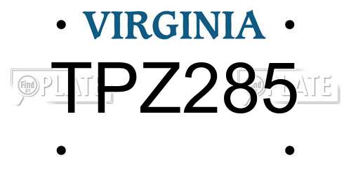 TPZ285 Virginia License Plate