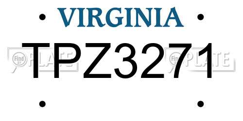 TPZ3271 Virginia License Plate